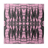 黒と灰色の抽象芸術羽の付いた離れフローラ タイル (正面)