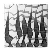 黒と灰色の抽象芸術羽の付いた離れフローラ タイル (正面)