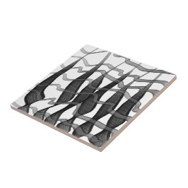 黒と灰色の抽象芸術羽の付いた離れフローラ タイル