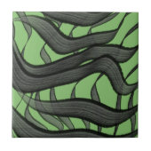 黒と灰色の抽象芸術羽の付いた離れフローラ タイル (正面)