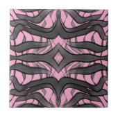 黒と灰色の抽象芸術羽の付いた離れフローラ タイル (正面)