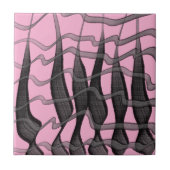 黒と灰色の抽象芸術羽の付いた離れフローラ タイル (正面)