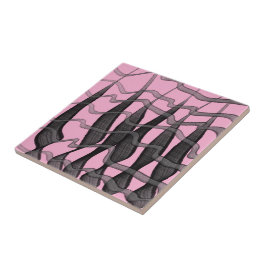 黒と灰色の抽象芸術羽の付いた離れフローラ タイル