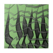 黒と灰色の抽象芸術羽の付いた離れフローラ タイル (正面)