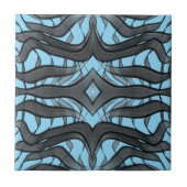 黒と灰色の抽象芸術羽の付いた離れフローラ タイル (正面)