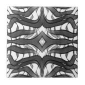 黒と灰色の抽象芸術羽の付いた離れフローラ タイル (正面)