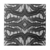 黒と灰色の抽象芸術羽の付いた離れフローラ タイル (正面)