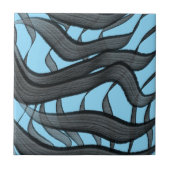 黒と灰色の抽象芸術羽の付いた離れフローラ タイル (正面)