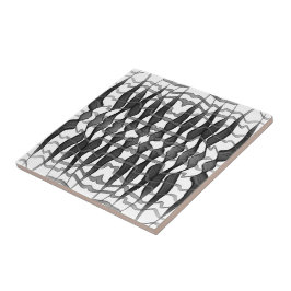 黒と灰色の抽象芸術羽の付いた離れフローラ タイル