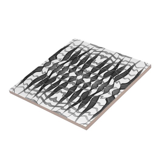 黒と灰色の抽象芸術羽の付いた離れフローラ タイル (側面)