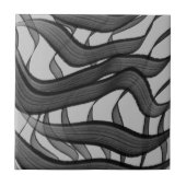 黒と灰色の抽象芸術羽の付いた離れフローラ タイル (正面)