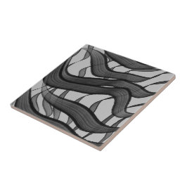 黒と灰色の抽象芸術羽の付いた離れフローラ タイル