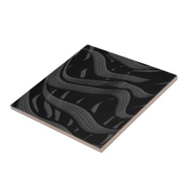 黒と灰色の抽象芸術羽の付いた離れフローラ タイル