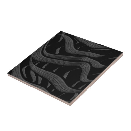 黒と灰色の抽象芸術羽の付いた離れフローラ タイル (側面)