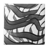 黒と灰色の抽象芸術羽の付いた離れフローラ タイル (正面)