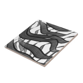 黒と灰色の抽象芸術羽の付いた離れフローラ タイル