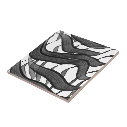 黒と灰色の抽象芸術羽の付いた離れフローラ タイル (側面)