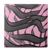 黒と灰色の抽象芸術羽の付いた離れフローラ タイル (正面)