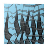 黒と灰色の抽象芸術羽の付いた離れフローラ タイル (正面)