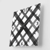 黒と灰色の暗いクロスグラデーションラティスのアート スクエア壁時計 (傾斜)