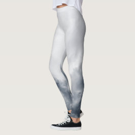 黒と灰色の曇りオールオーバープリントレギンス レギンス