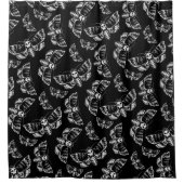 黒と灰色の死のヘッドホークモスゴシックスカル シャワーカーテン (正面)