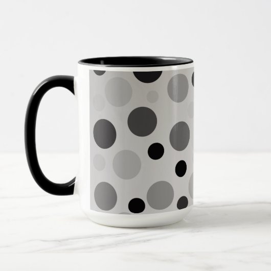 黒と灰色の水玉模様 マグカップ (左)