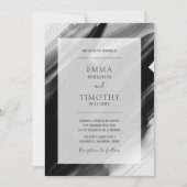 黒と灰色の水色のブラシストローク 招待状 (正面)