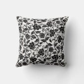 黒と灰色の渦巻く花 クッション (裏面)