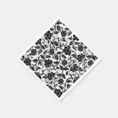 黒と灰色の渦巻く花 スタンダードカクテルナプキン (角)