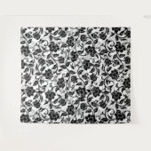 黒と灰色の渦巻く花 タペストリー (正面(横))