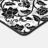 黒と灰色の渦巻く花 デスクマット (コーナー)