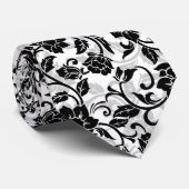 黒と灰色の渦巻く花 ネクタイ (ロール)