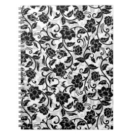 黒と灰色の渦巻く花 ノートブック
