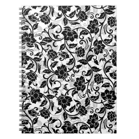 黒と灰色の渦巻く花 ノートブック (正面)
