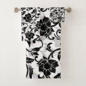黒と灰色の渦巻く花 バスタオルセット (インサイチュ)
