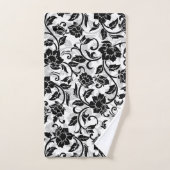 黒と灰色の渦巻く花 バスタオルセット (ハンドタオル)