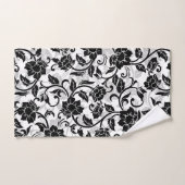 黒と灰色の渦巻く花 バスタオルセット (ハンドタオル)