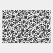 黒と灰色の渦巻く花 ラッピングペーパーシート (正面2)