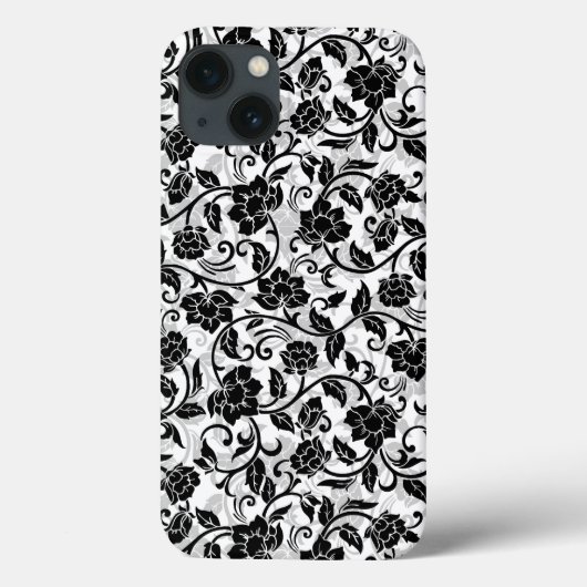黒と灰色の渦巻く花 Case-Mate iPhoneケース (裏面)