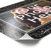 黒と灰色の渦巻エレガントき縁ど写真(文字付き) フォトプリント            (角)