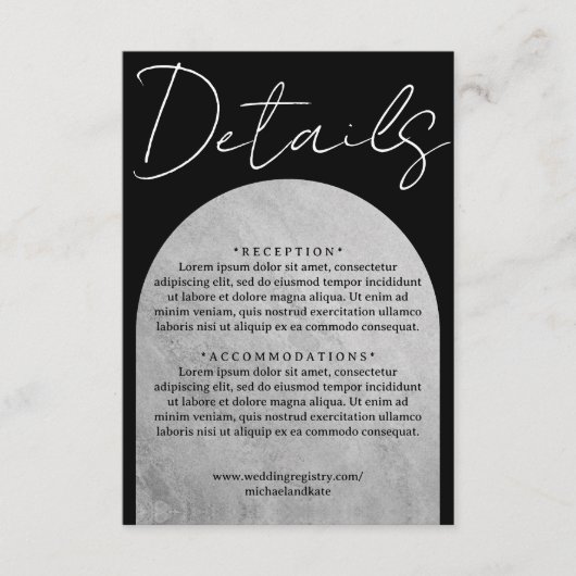 黒と灰色の濃いゴシックのヘッドストーンアー結婚チズ エンクロージャーカード (正面)