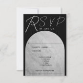 黒と灰色の濃いゴシックのヘッドストーンアー結婚チズ 出欠カード (正面)