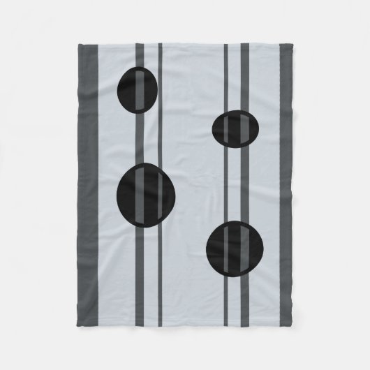 黒と灰色の点と線 フリースブランケット (正面)