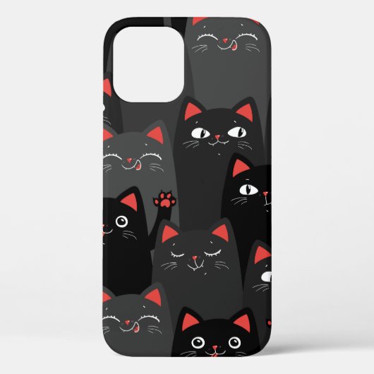黒と灰色の猫たち。漫画のシームレスなパターン。ヴィン Case-Mate iPhoneケース (裏面)