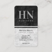 黒と灰色の石のテクスチャのモノグラム会計士 名刺 (正面)