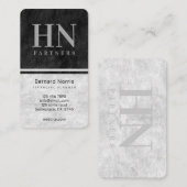 黒と灰色の石のテクスチャのモノグラム会計士 名刺 (正面/裏面)