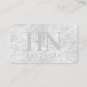 黒と灰色の石のテクスチャのモノグラム会計士 名刺 (裏面)