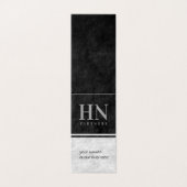 黒と灰色の石のモノグラム会計士を折り畳んだ 名刺 (外部フラット)