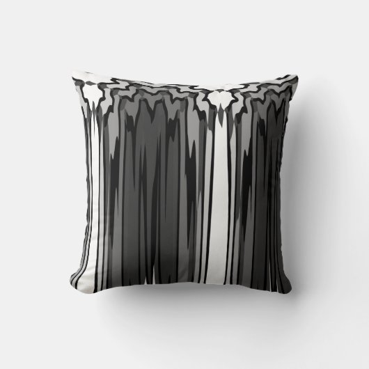 黒と灰色の線の抽象芸術装飾用クッション クッション (正面)